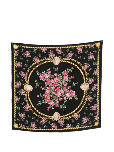 Dolce & Gabbana Schal Mit Blumenmuster In Black