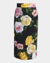 Dolce & Gabbana Multicolor Shirt With Oversize Pointed Collar And All-over Floral Motif In Silk Stretch Woman In Blkprtflow