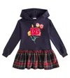 Dolce & Gabbana Blue Dress For Girl With Tulip And Logo In Multicoloured