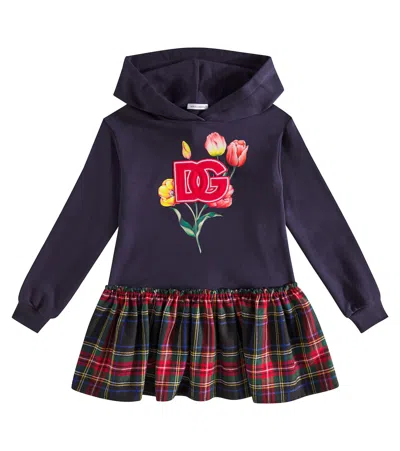 DOLCE & GABBANA FLORAL CHECKED COTTON-BLEND DRESS