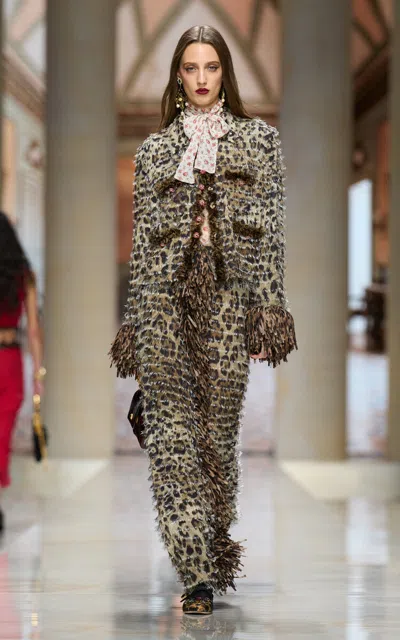 Dolce & Gabbana Floral Chiffon Blouse In Animal Print