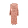 Dolce & Gabbana Women Branded Floral Cardonetto Lace Sheath Dress In Pink