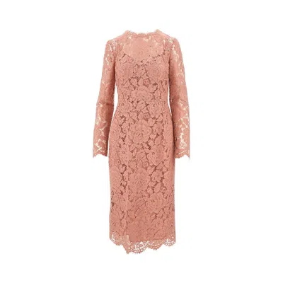 DOLCE & GABBANA FLORAL CORDONETTO LACE MIDI DRESS