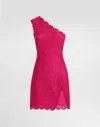 Dolce & Gabbana Short Shocking Pink Lace Dress In Pink