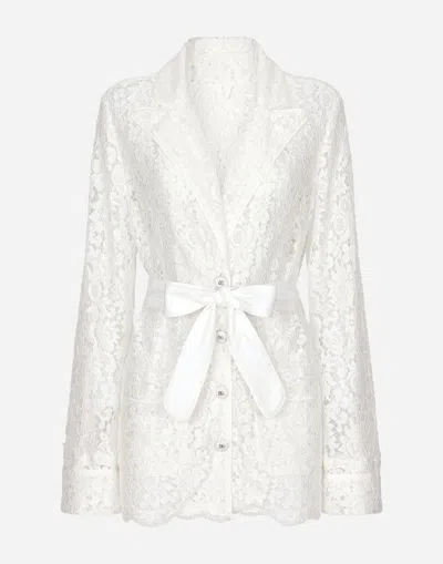 DOLCE & GABBANA FLORAL CORDONETTO LACE PAJAMA SHIRT