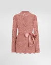 Dolce & Gabbana Floral Cordonetto Lace Pajama Shirt With Dg Logo