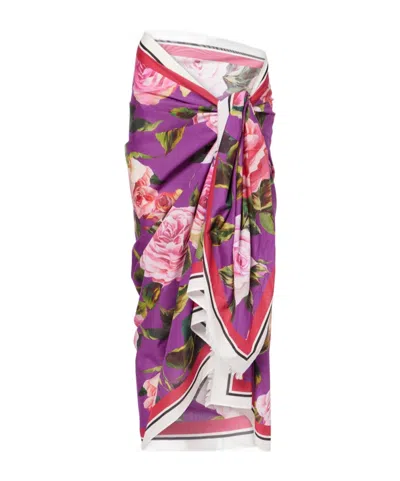 Dolce & Gabbana Floral Cotton Beach Cover-up In Multi