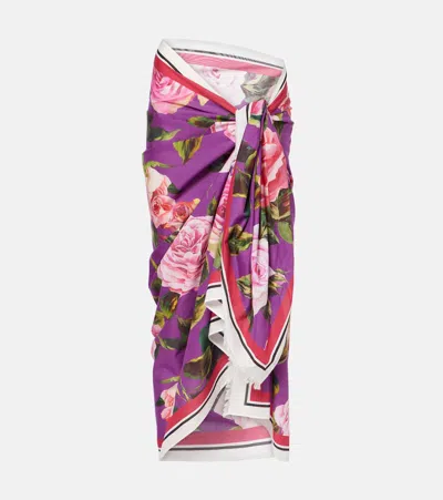 Dolce & Gabbana Floral Cotton Beach Cover-up In Multi