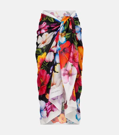 Dolce & Gabbana Floral Cotton Beach Cover-up In Multi