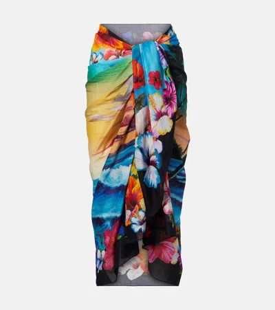 Dolce & Gabbana Floral Cotton Beach Cover-up In Multi