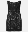 Dolce & Gabbana Floral Cotton-blend Lace Minidress In Black
