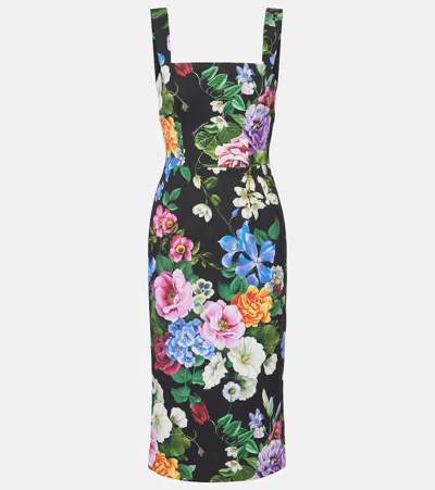 Dolce & Gabbana Floral Cotton-blend Midi Dress In Multicoloured