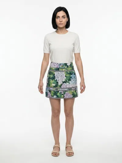 Dolce & Gabbana Floral Cotton Blend Mini Skirt In Green