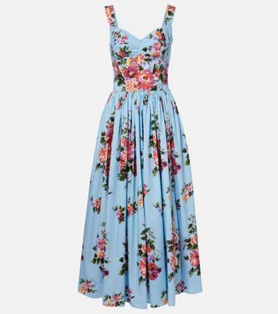 Dolce & Gabbana Floral Cotton Bustier Dress In Multi