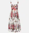 Dolce & Gabbana Cotton Dress With A Bouquet Of Flowers Print Dresses White In White