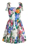 Dolce & Gabbana Floral-print Cotton-blend Poplin Mini Dress In Floral