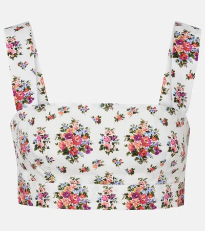 Dolce & Gabbana Floral Cotton Crop Top In White