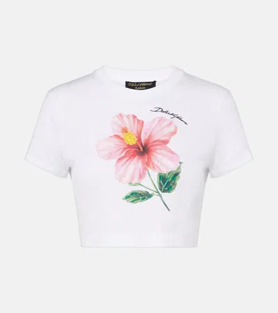 Dolce & Gabbana Floral Cotton Crop Top In White