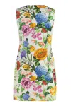 Dolce & Gabbana Floral-print Cotton-blend Jacquard Mini Dress In Multicolor