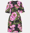 Dolce & Gabbana Black Floral Cotton Dress With Peonies In Multicoloured