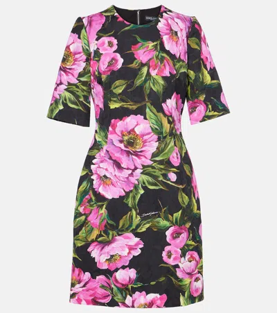 DOLCE & GABBANA FLORAL COTTON JACQUARD MINIDRESS