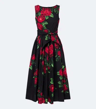 Dolce & Gabbana Floral Cotton Maxi Dress In Black