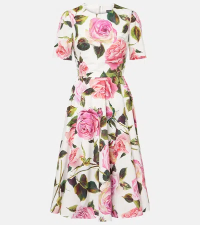 DOLCE & GABBANA FLORAL COTTON MIDI DRESS