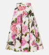 Dolce & Gabbana Multicolor Rose-print Cotton Circle Midi Skirt In White