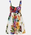 Dolce & Gabbana Multicolor Sleeveless Dress With Bustier Style Neckline And All-over Floral Print In Cotton Woman In Multi