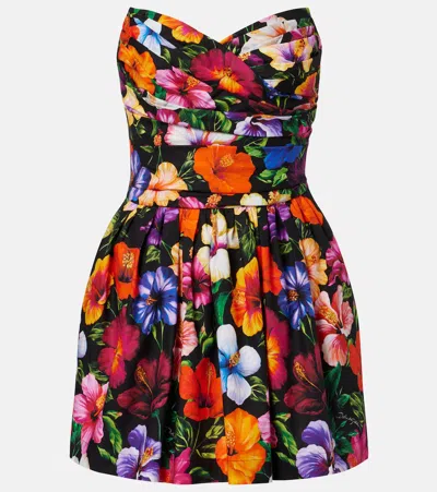 Dolce & Gabbana Floral Cotton Minidress In Multi