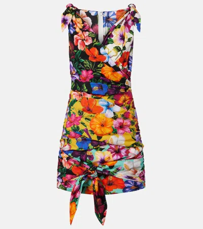 Dolce & Gabbana Floral Cotton Minidress In Multi