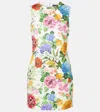 Dolce & Gabbana Floral-print Cotton-blend Jacquard Mini Dress In Multicoloured