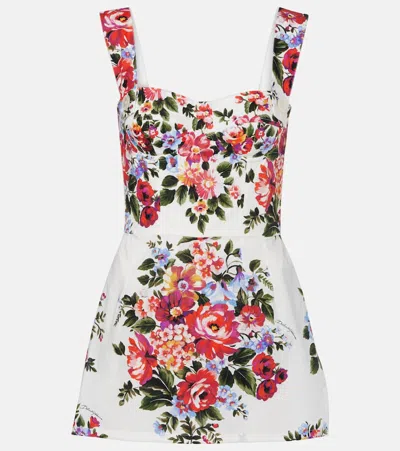 Dolce & Gabbana Floral Cotton Minidress In White