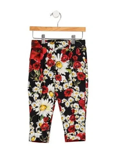 Pre-owned Dolce & Gabbana Babies' Floral Cotton Pants In Black