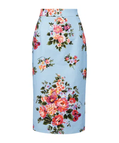 Dolce & Gabbana Floral Cotton Pencil Skirt In Multi