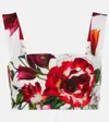 Dolce & Gabbana Floral Cotton Poplin Bra Top In Blue