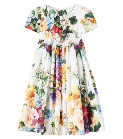 Dolce & Gabbana Kids' Kleid Aus Baumwollpopeline In Multi