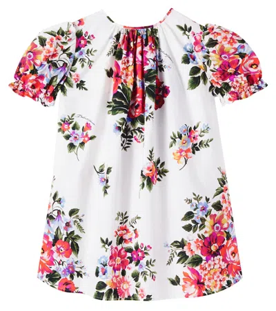 Dolce & Gabbana Kids' Floral Cotton Poplin Dress In Multi