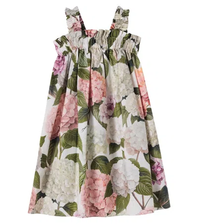 Dolce & Gabbana Kids' Floral Cotton Poplin Dress In Multi