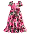 Dolce & Gabbana Floral Cotton Poplin Dress In Pink