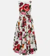 Dolce & Gabbana Sleeveless Dress In Cotton Poplin Flower Print In Animal Print