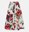 Dolce & Gabbana Multicolor Midi Skirt With All-over Floral Print And Rear Zip Closure In Cotton Woman