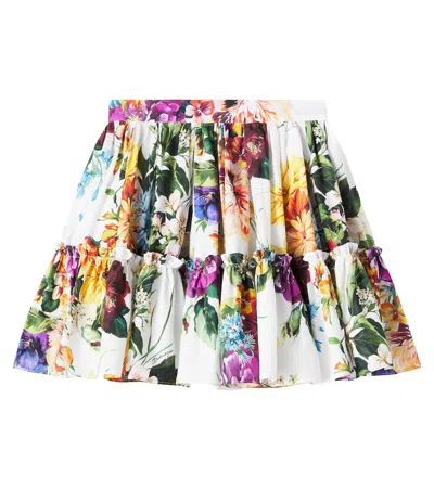 DOLCE & GABBANA FLORAL COTTON POPLIN SKIRT