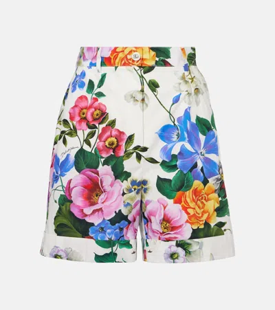 Dolce & Gabbana Multicolor Bermuda Shorts With All-over Floral Pattern Print In Cotton Woman