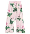 Dolce & Gabbana Girl's Rose-print Wide Leg Pants In Pink