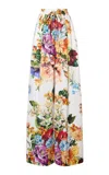 Dolce & Gabbana Flower Bouquet Print Poplin Trousers In Multi