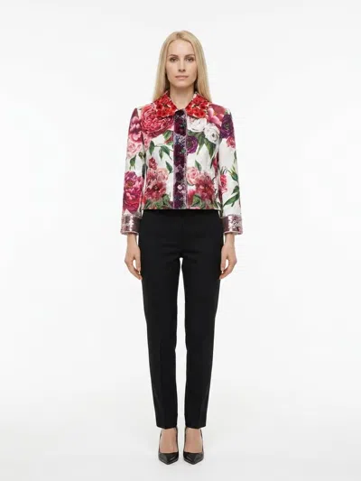 Dolce & Gabbana Floral Cotton-silk Blend Jacket In Multi