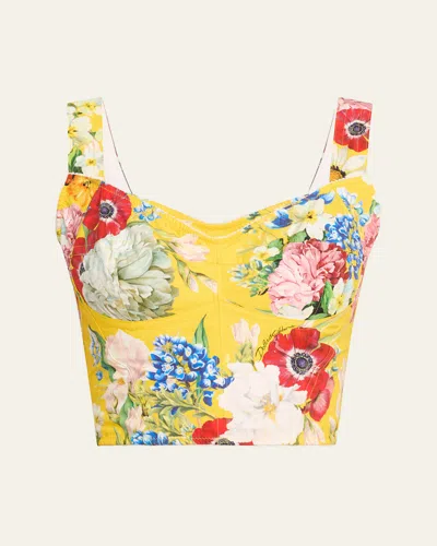 Dolce & Gabbana Floral Crop Bustier Top In Yellow Floral