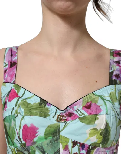 Dolce & Gabbana Floral Cropped Bustier Tank Top In Green