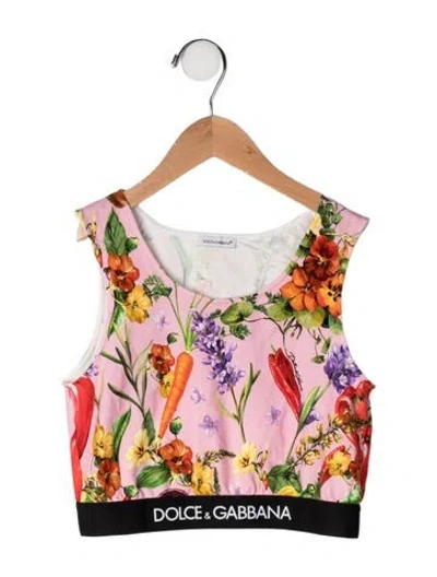 Pre-owned Dolce & Gabbana Kids' Floral Cropped Top In Pink